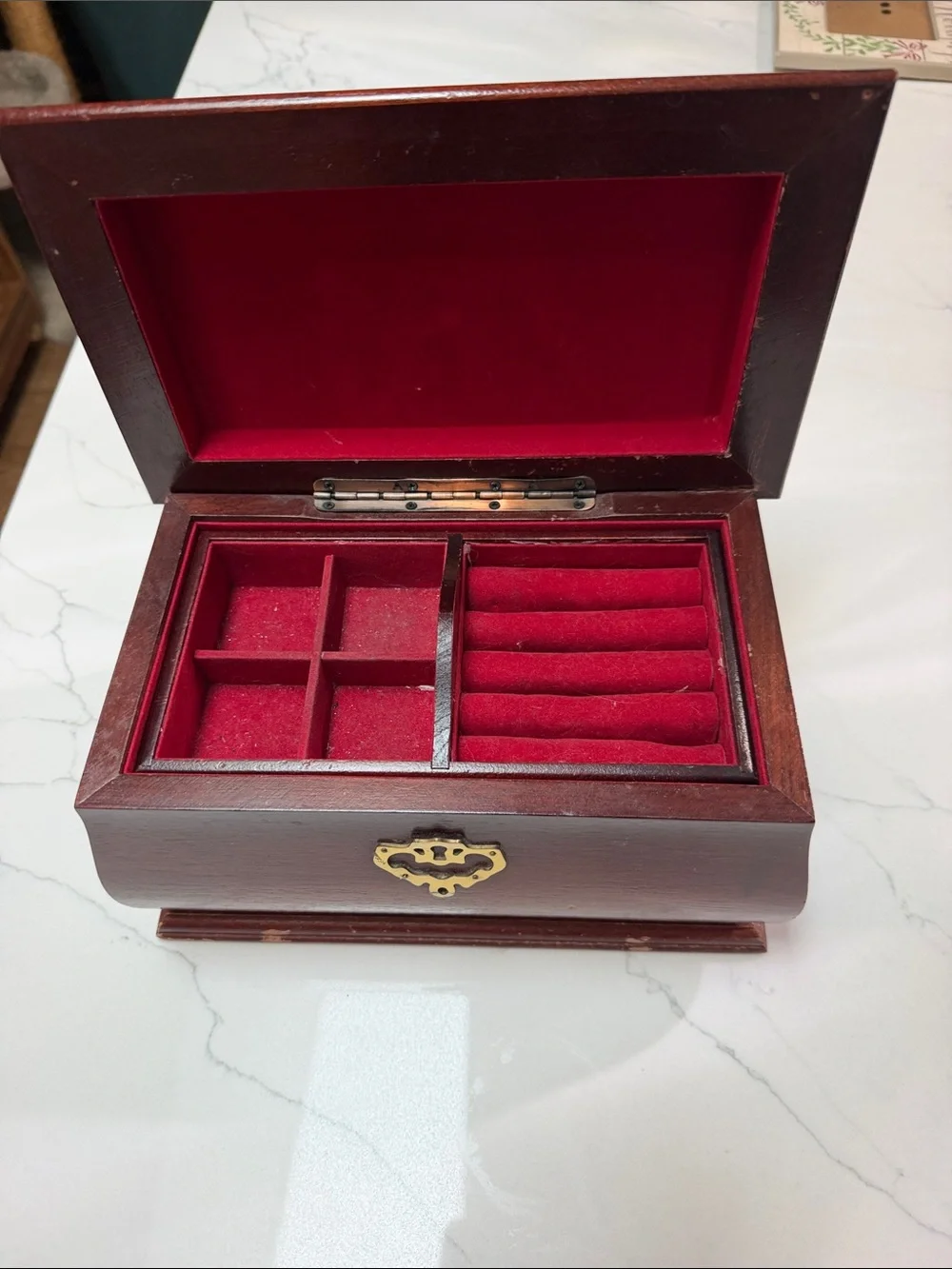 Classic Wooden Jewelry Box with Brass Accents - Brown
